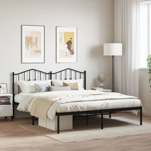Bed frame with headboard metal black 183x213 cm