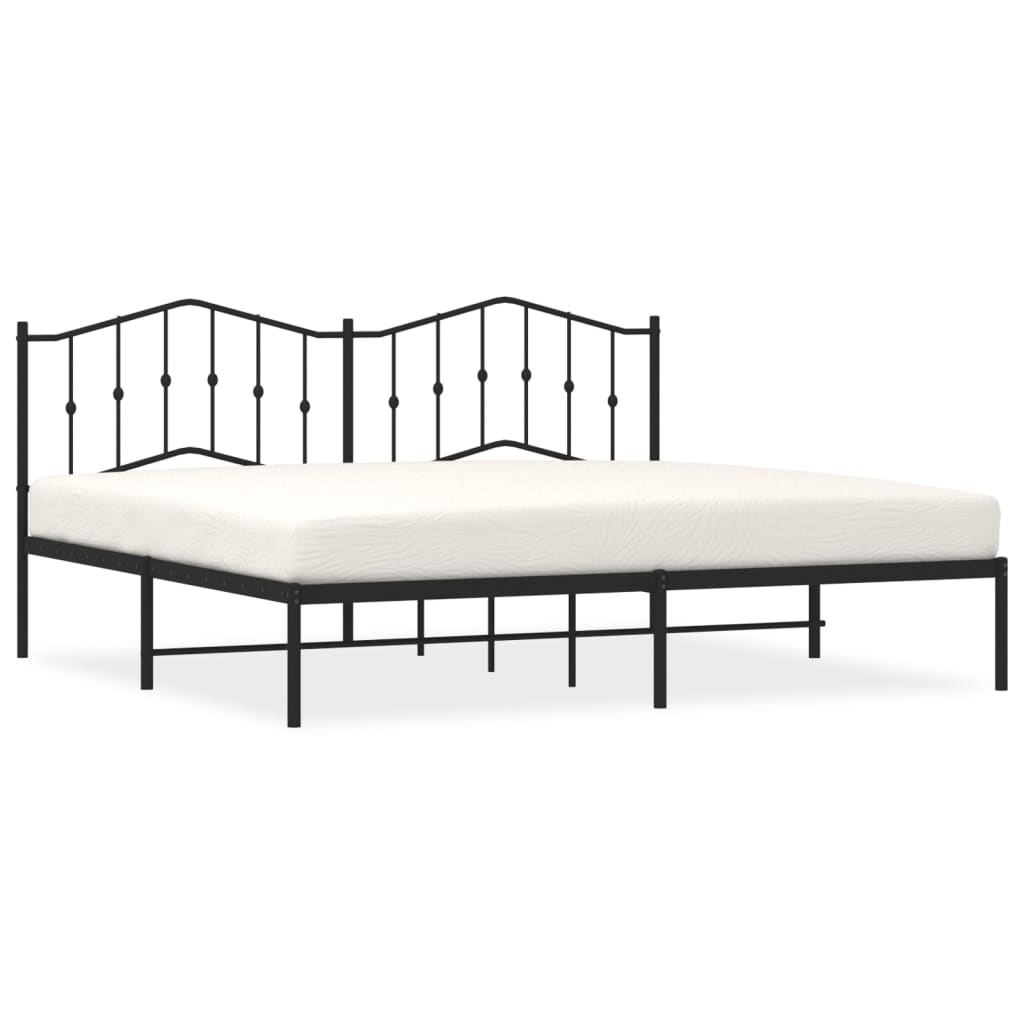 Bed frame with headboard metal black 193x203 cm