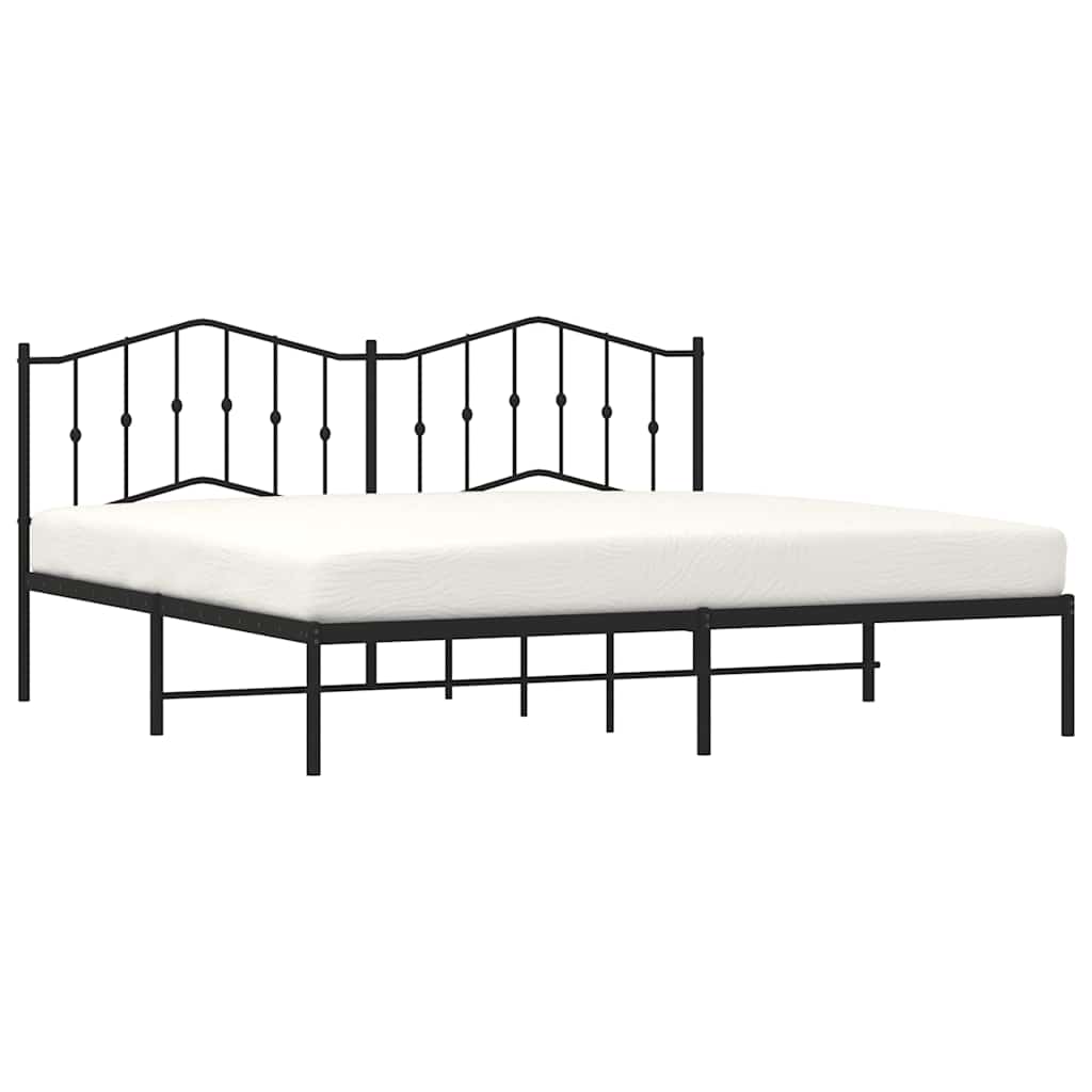 Bed frame with headboard metal black 193x203 cm