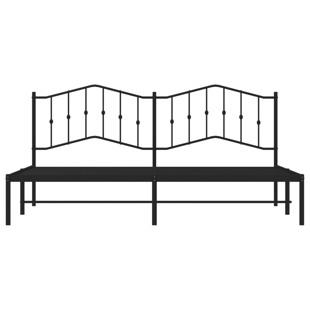 Bed frame with headboard metal black 193x203 cm