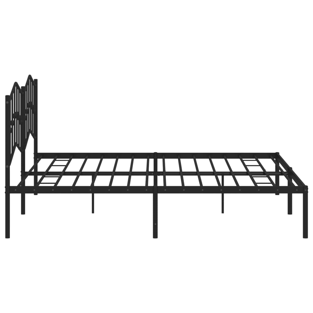 Bed frame with headboard metal black 193x203 cm