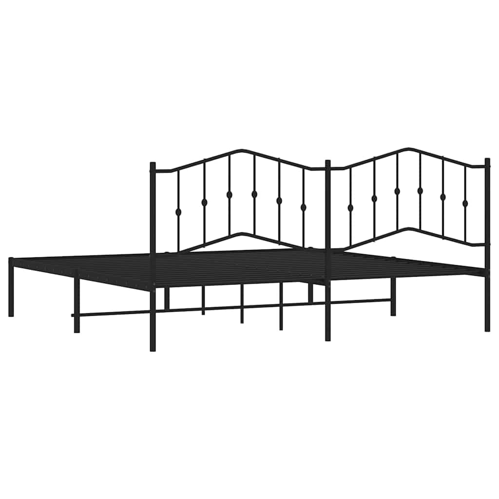 Bed frame with headboard metal black 193x203 cm