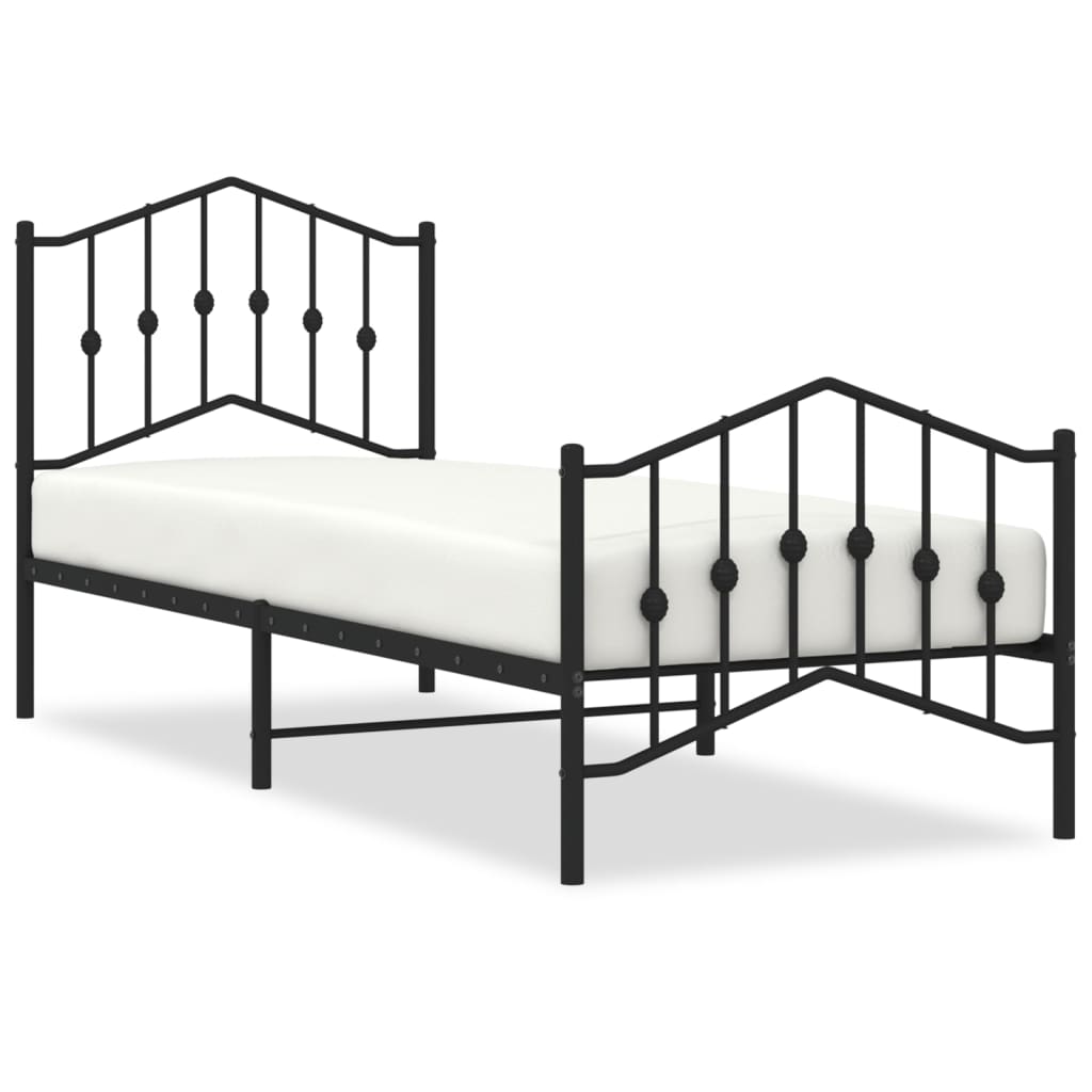 Bed frame with head and footboard metal black 80x200 cm