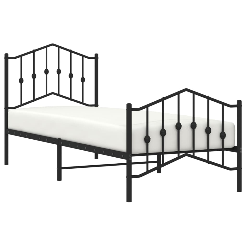 Bed frame with head and footboard metal black 80x200 cm