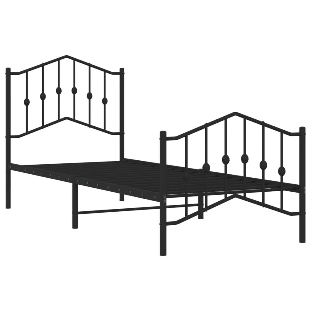 Bed frame with head and footboard metal black 80x200 cm