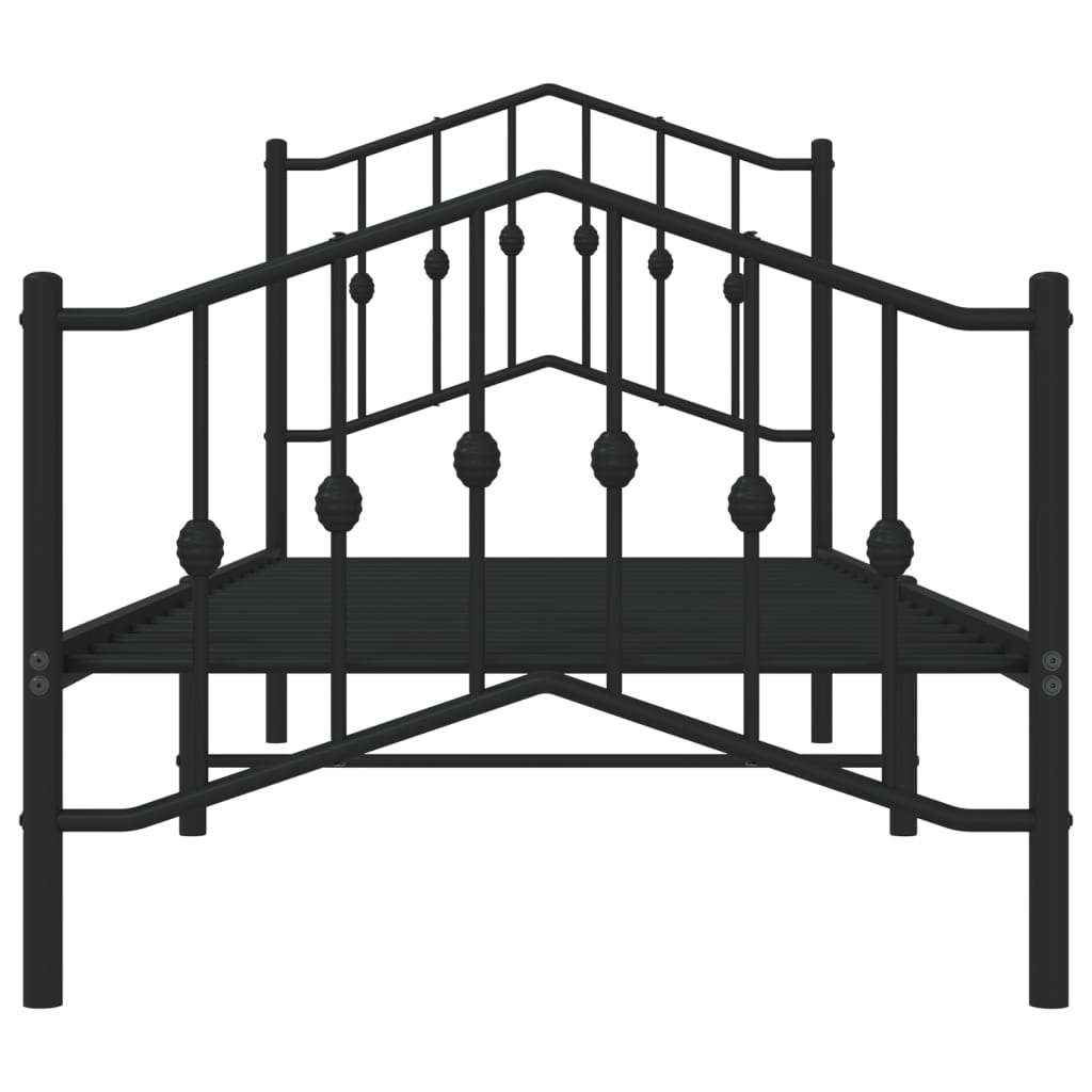 Bed frame with head and footboard metal black 80x200 cm