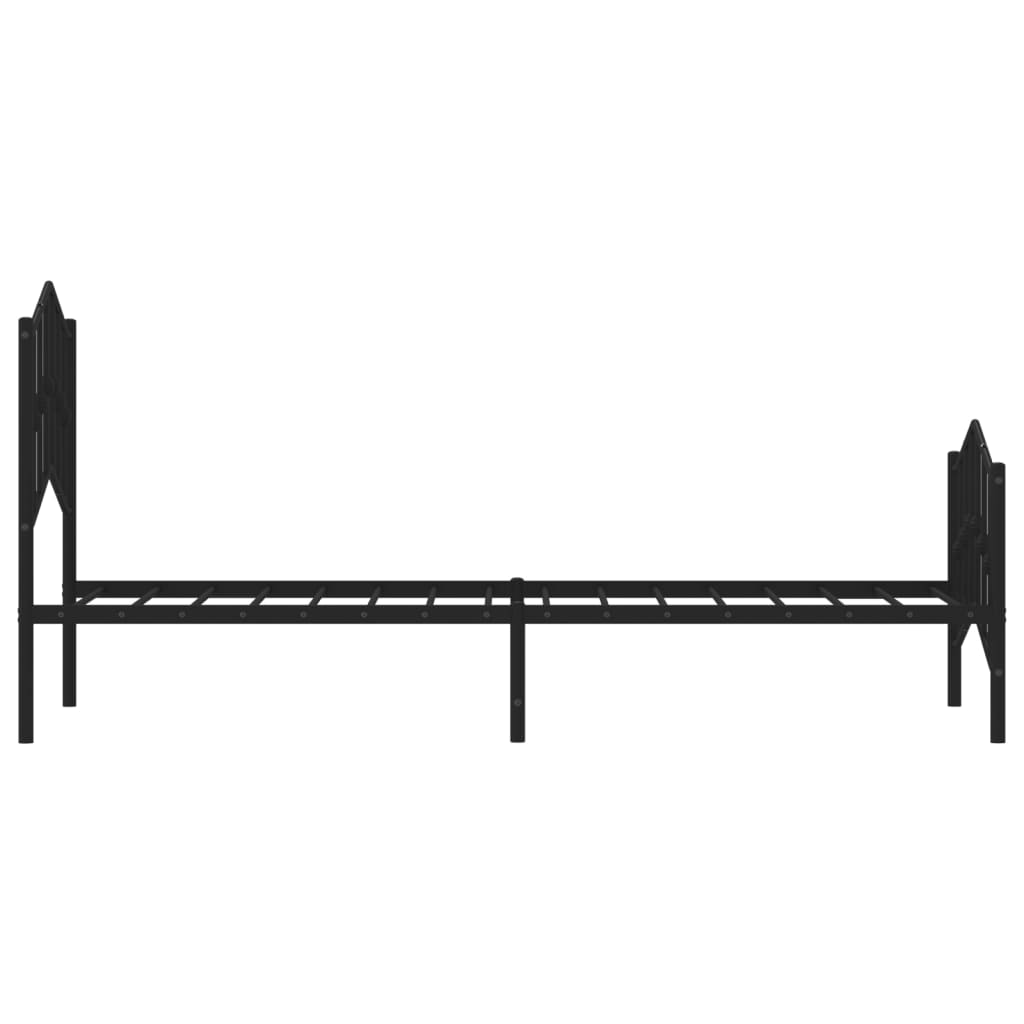Bed frame with head and footboard metal black 80x200 cm