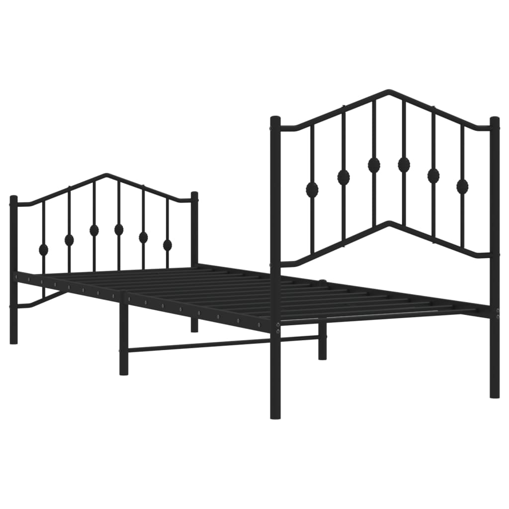 Bed frame with head and footboard metal black 80x200 cm