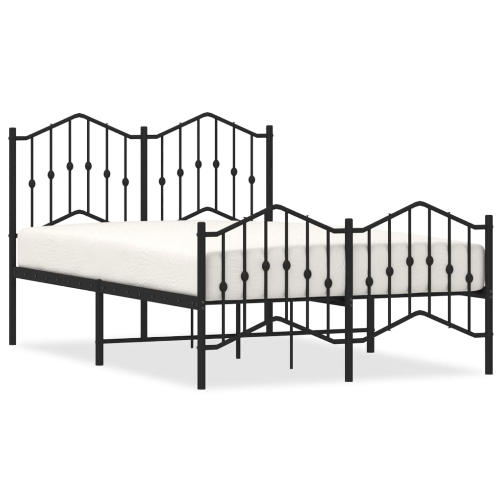 Bed frame with head and footboard metal black 120x200 cm