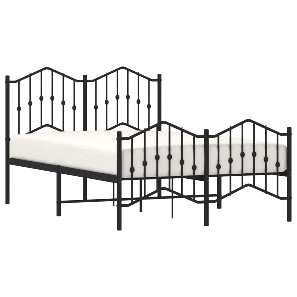 Bed frame with head and footboard metal black 120x200 cm