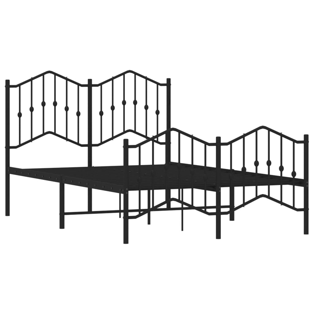 Bed frame with head and footboard metal black 120x200 cm