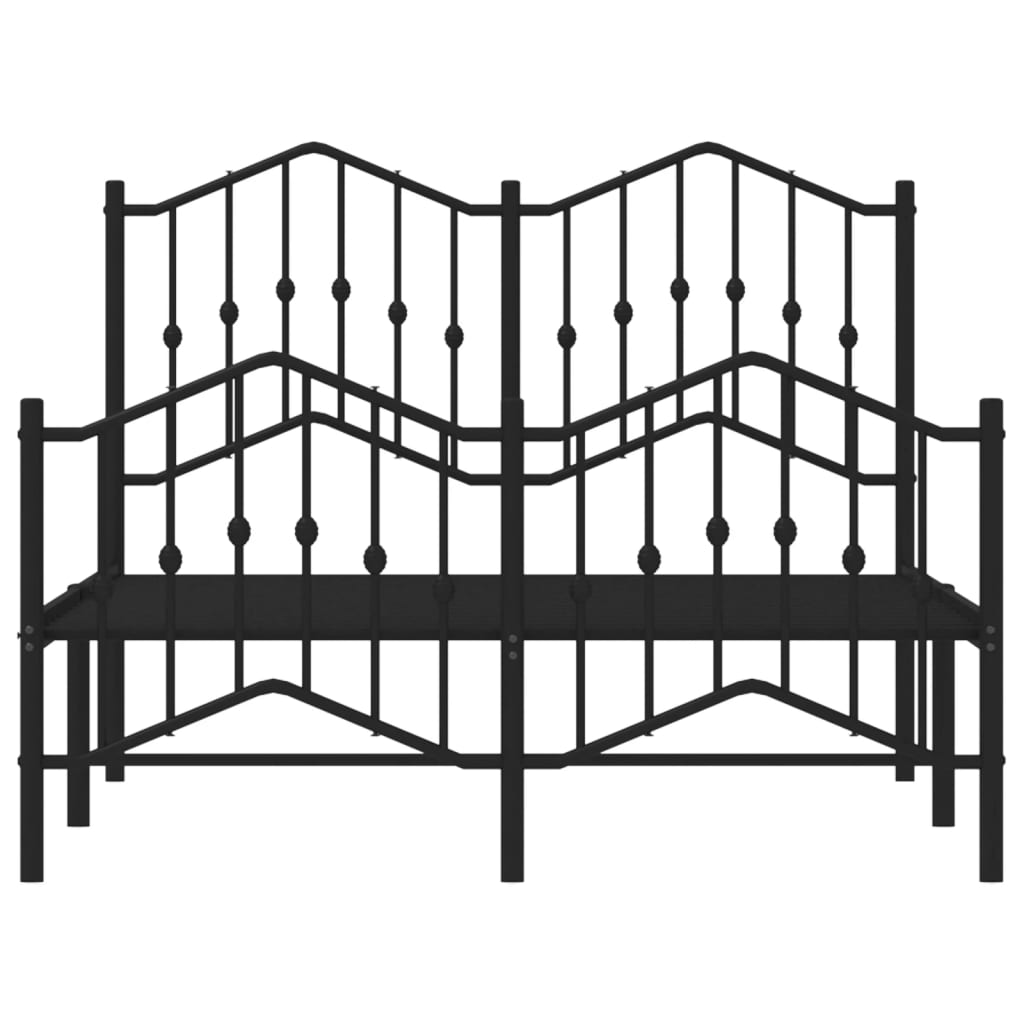 Bed frame with head and footboard metal black 120x200 cm