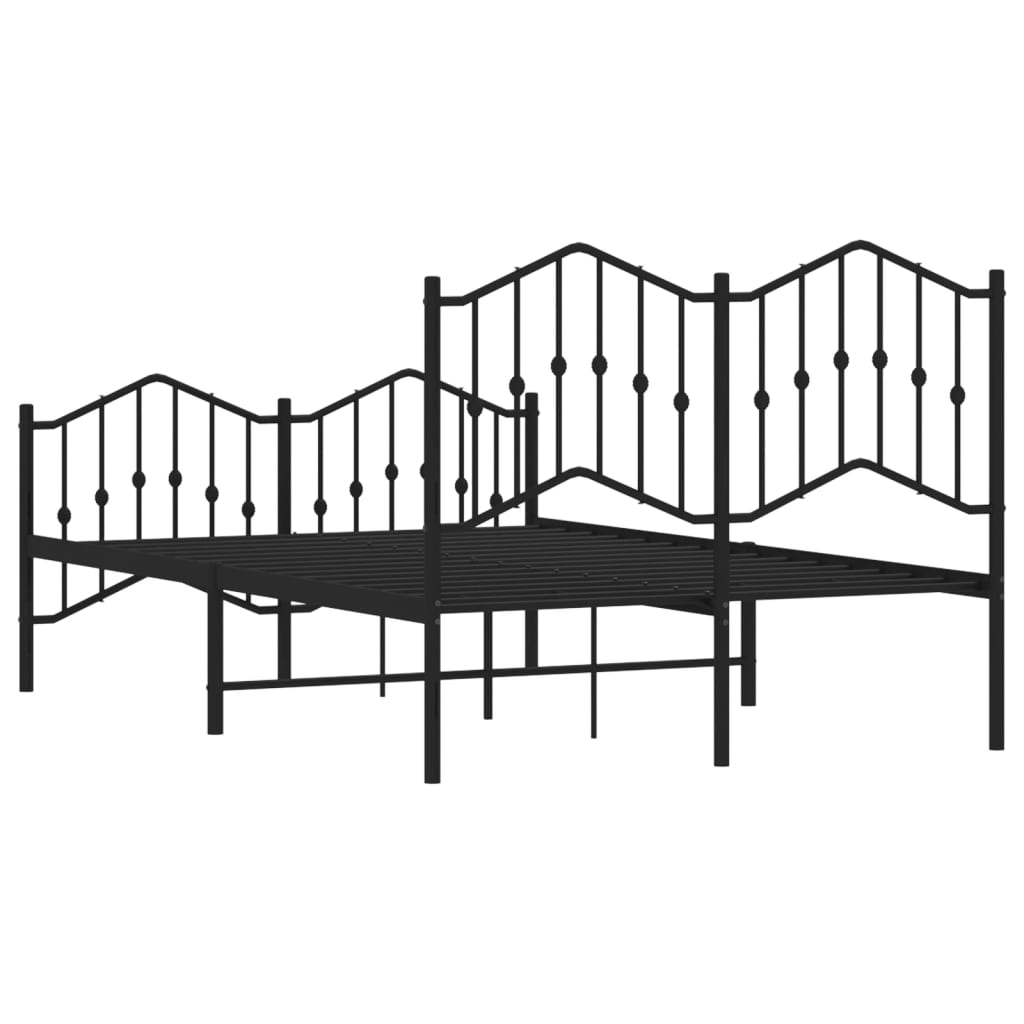 Bed frame with head and footboard metal black 120x200 cm