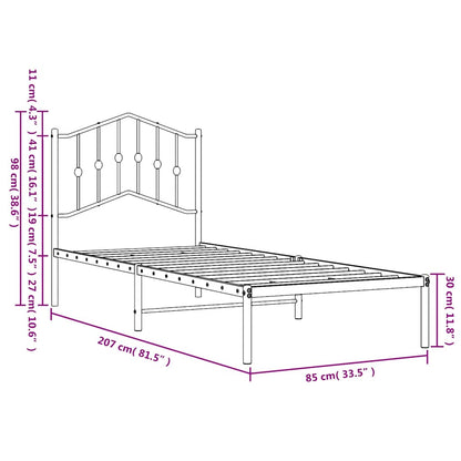 Bettgestell mit Kopfteil Metall Weiß 80x200 cm