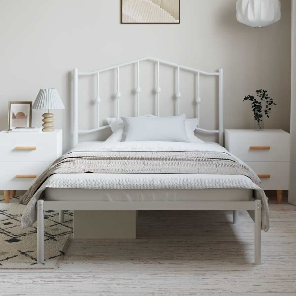 Bed frame with headboard metal white 100x190 cm