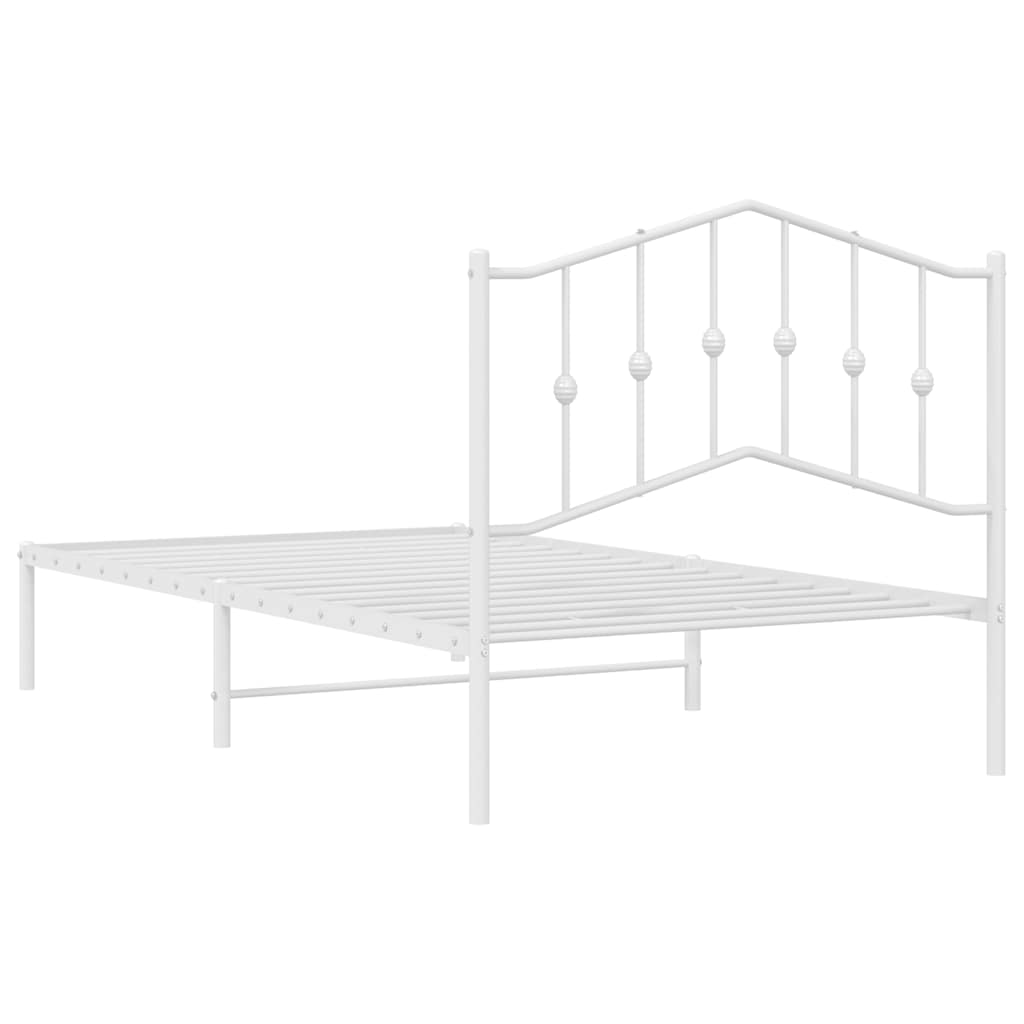 Bed frame with headboard metal white 100x190 cm