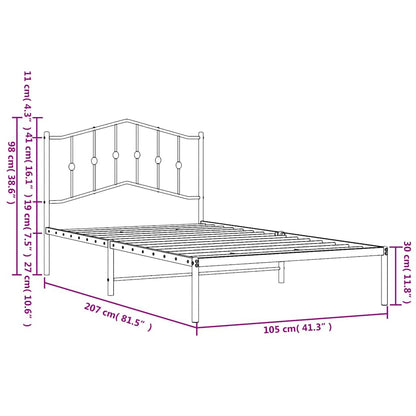 Bettgestell mit Kopfteil Metall Weiß 100x200 cm