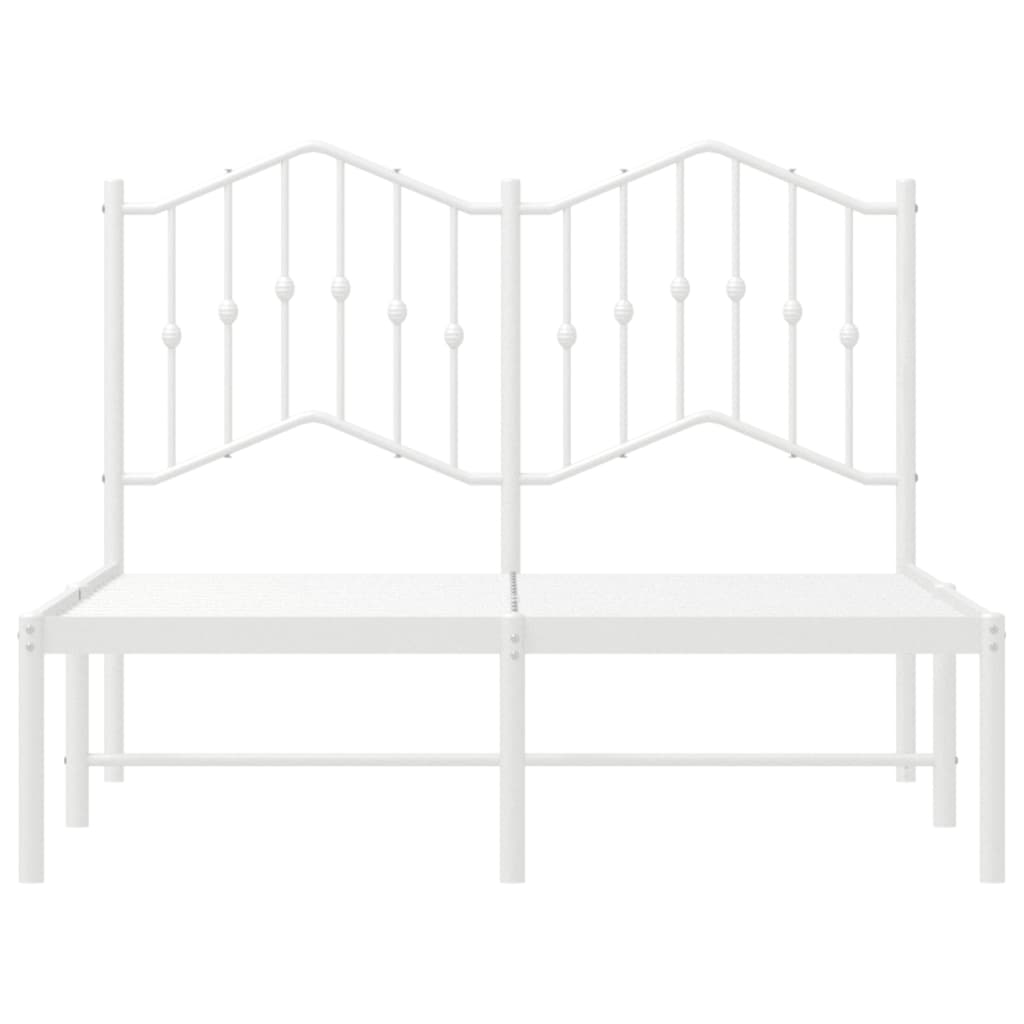 Bed frame with headboard metal white 120x200 cm