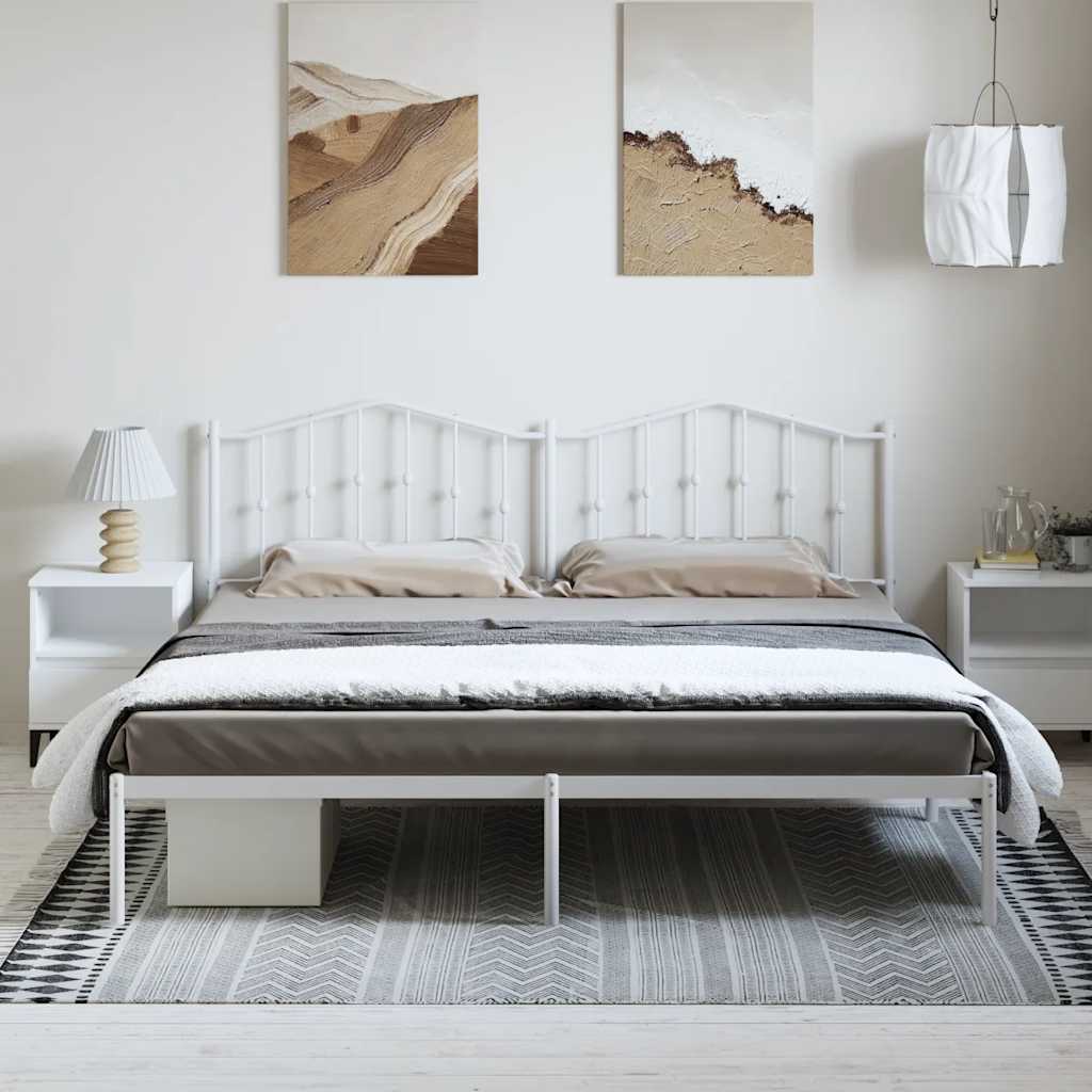 Bed frame with headboard metal white 183x213 cm