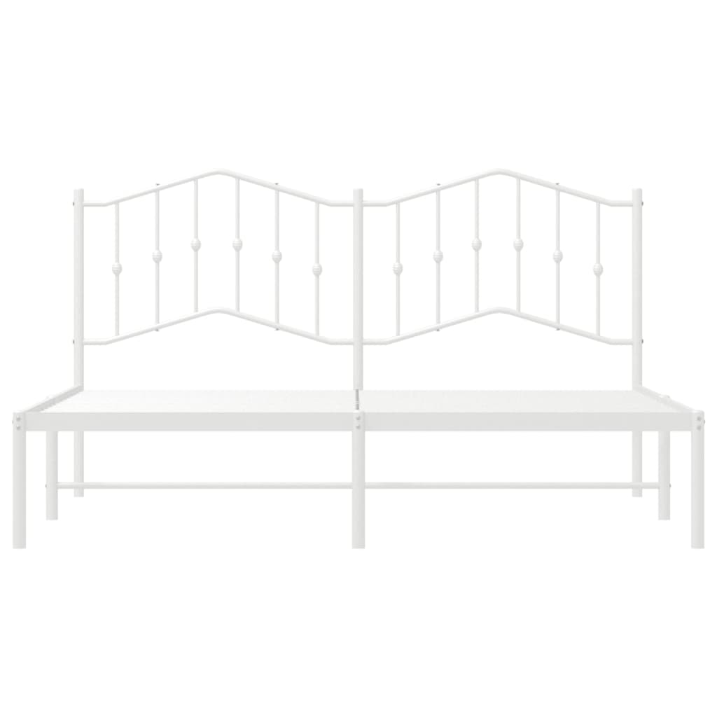 Bed frame with headboard metal white 183x213 cm