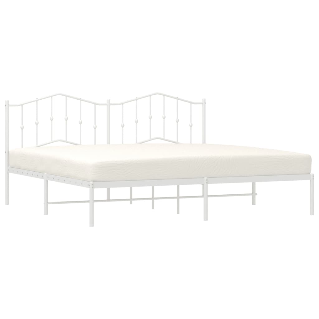 Bed frame with headboard metal white 193x203 cm