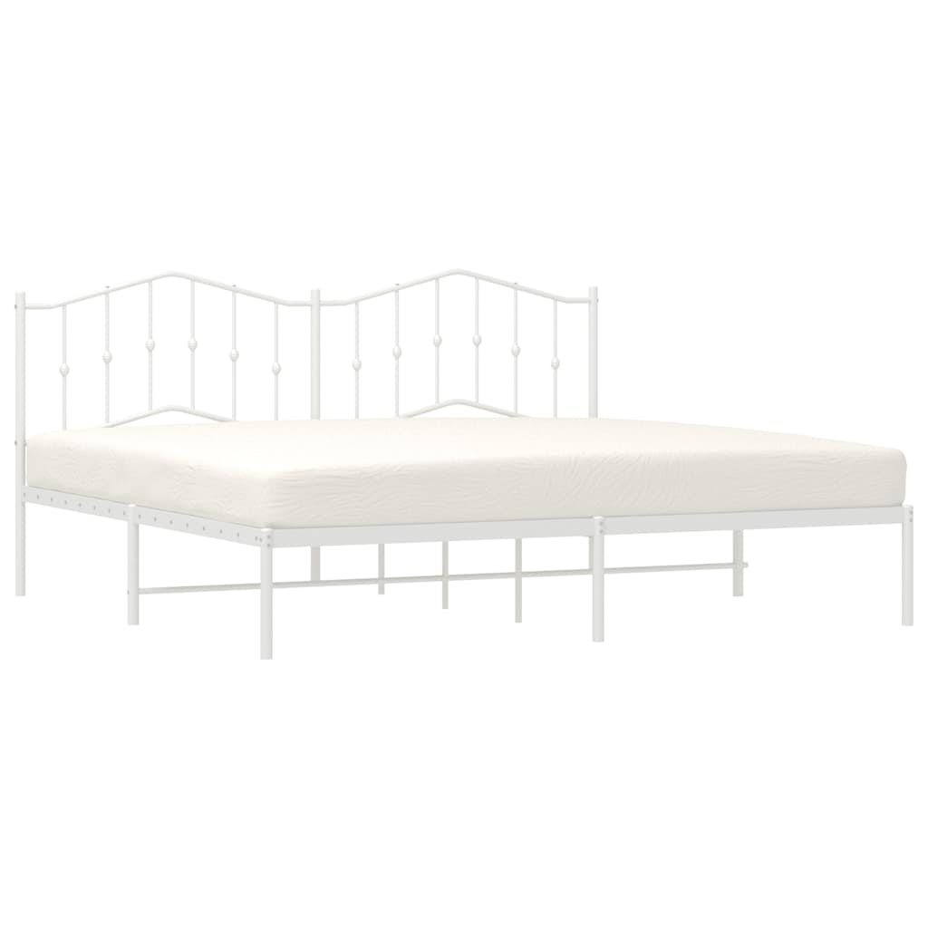 Bed frame with headboard metal white 193x203 cm
