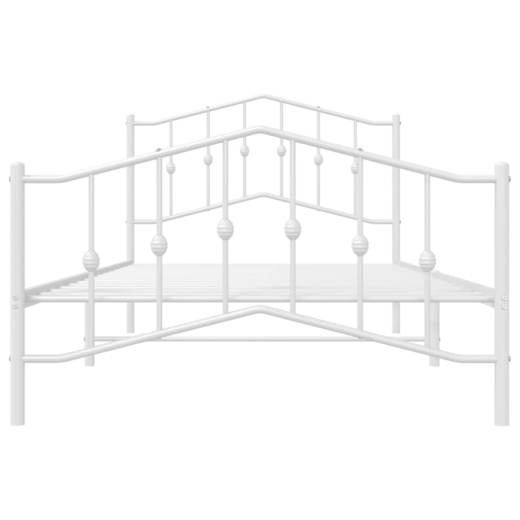 Bed frame with head and footboard metal white 100x200 cm