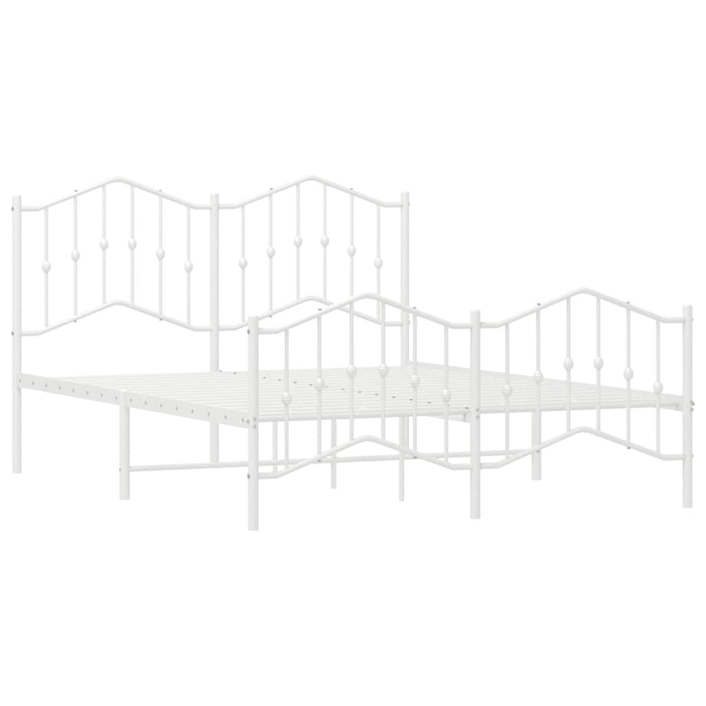 Bed frame with head and footboard metal white 135x190 cm