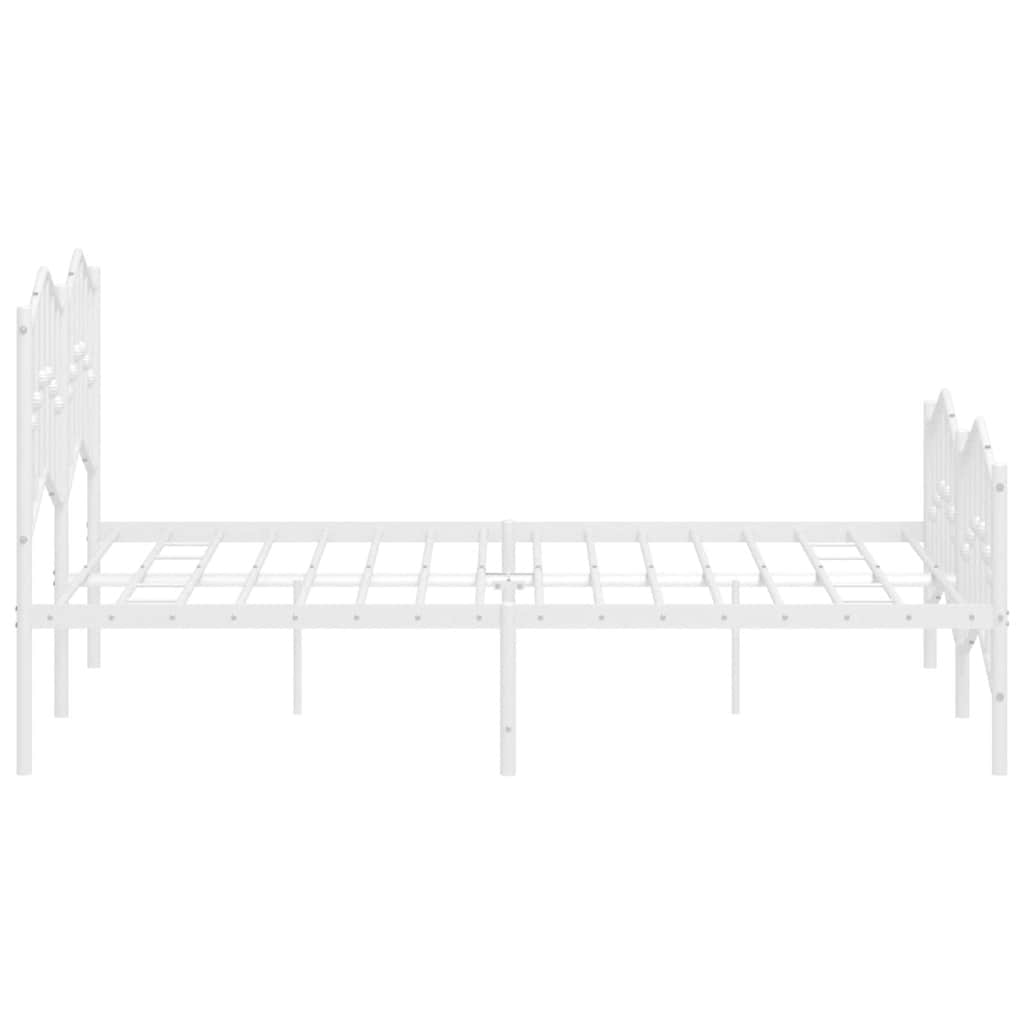 Bed frame with head and footboard metal white 135x190 cm