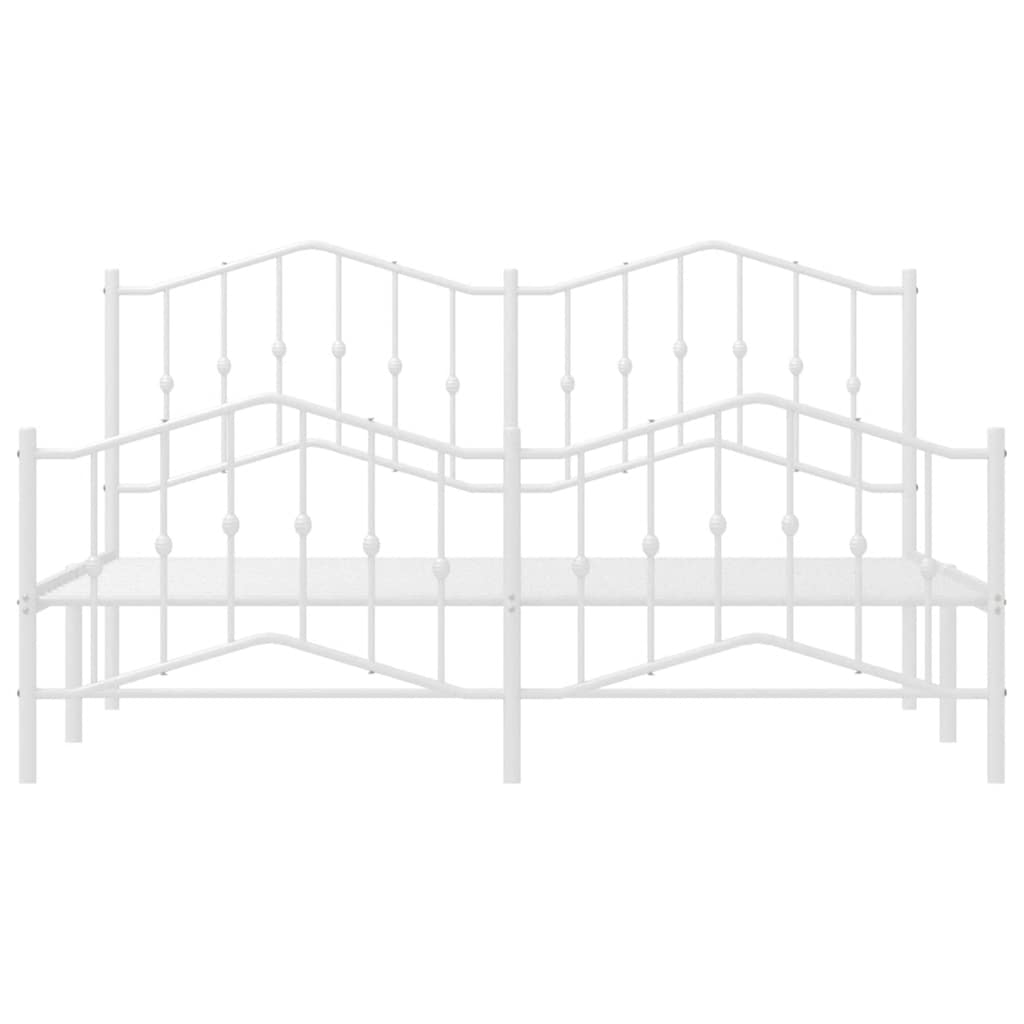 Bed frame with head and footboard metal white 183x213 cm