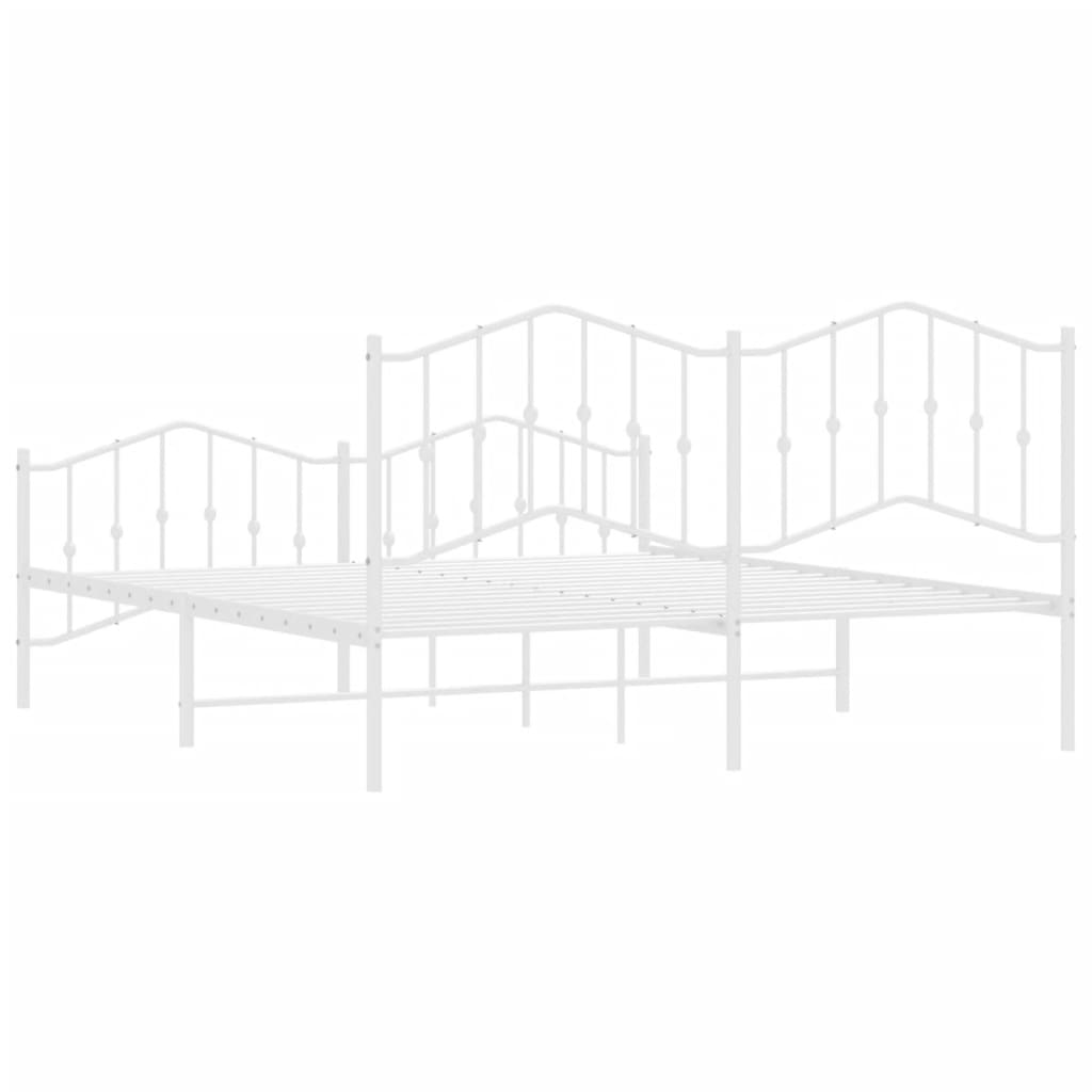 Bed frame with head and footboard metal white 183x213 cm