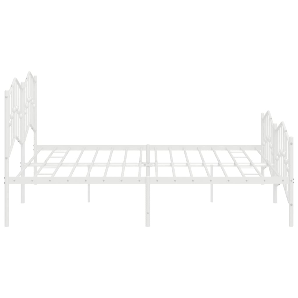 Bed frame with head and footboard metal white 193x203 cm