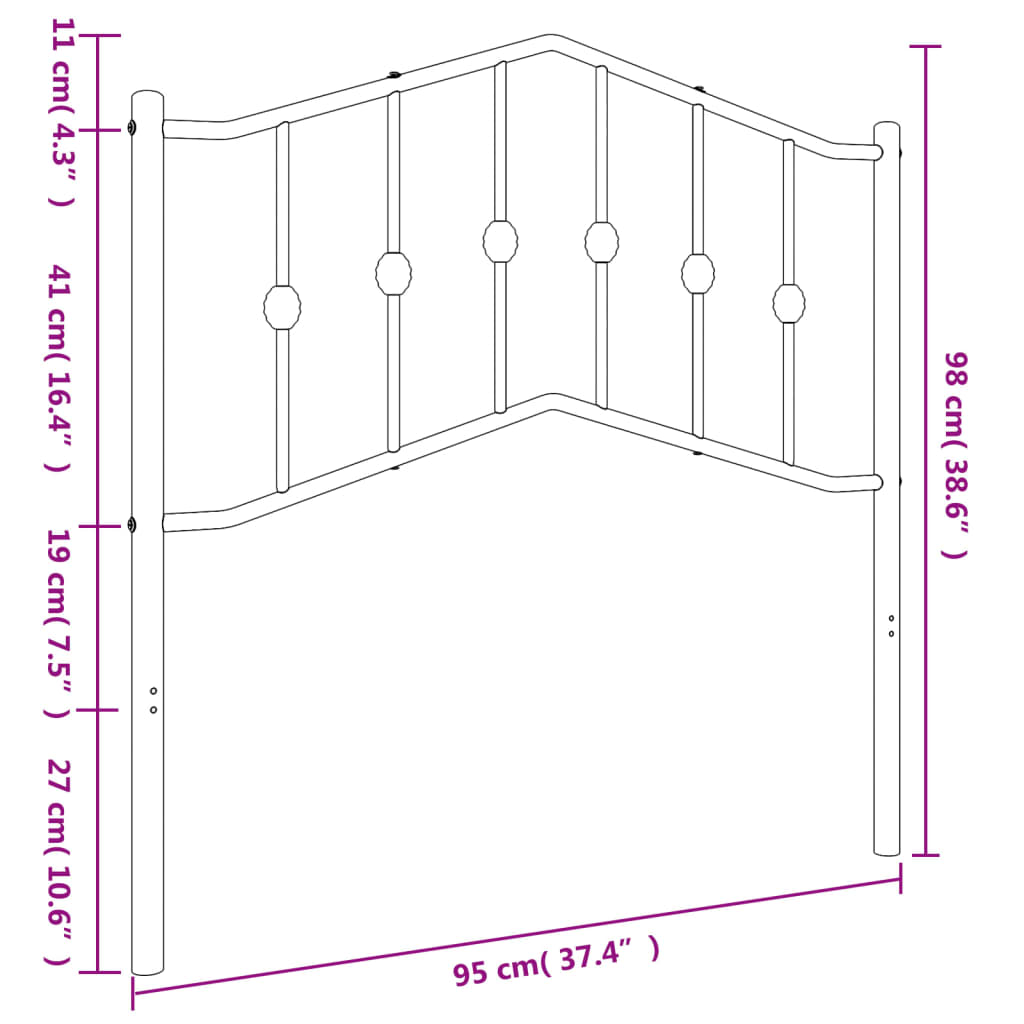 Ersatz-Kopfteil Metall Weiß 90 cm