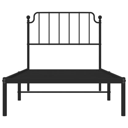 Bettgestell mit Kopfteil Metall Schwarz 90x200 cm