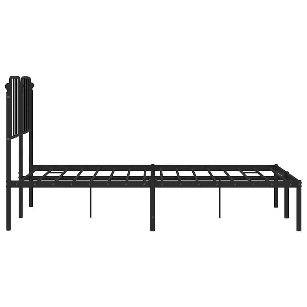 Bed frame with headboard metal black 135x190 cm