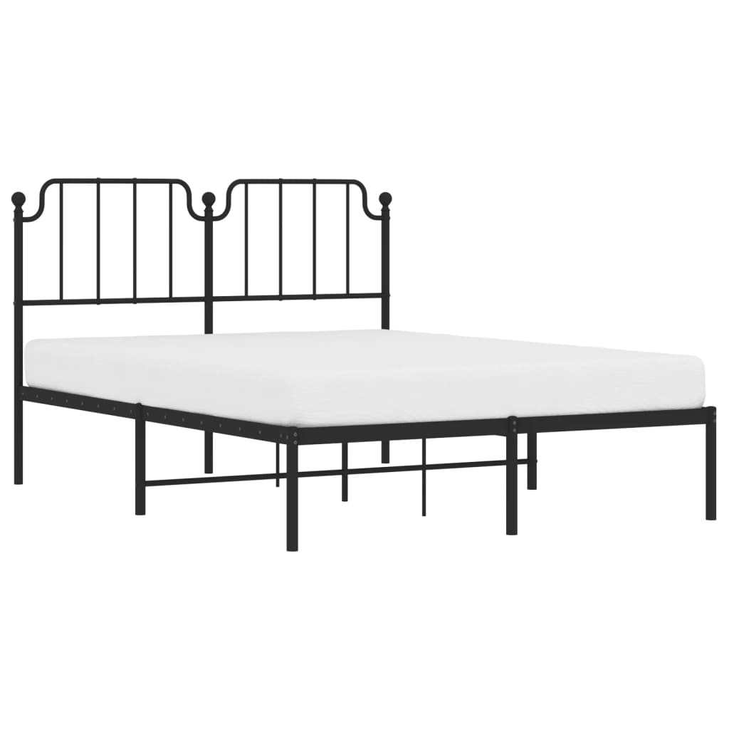 Bed frame with headboard metal black 140x190 cm