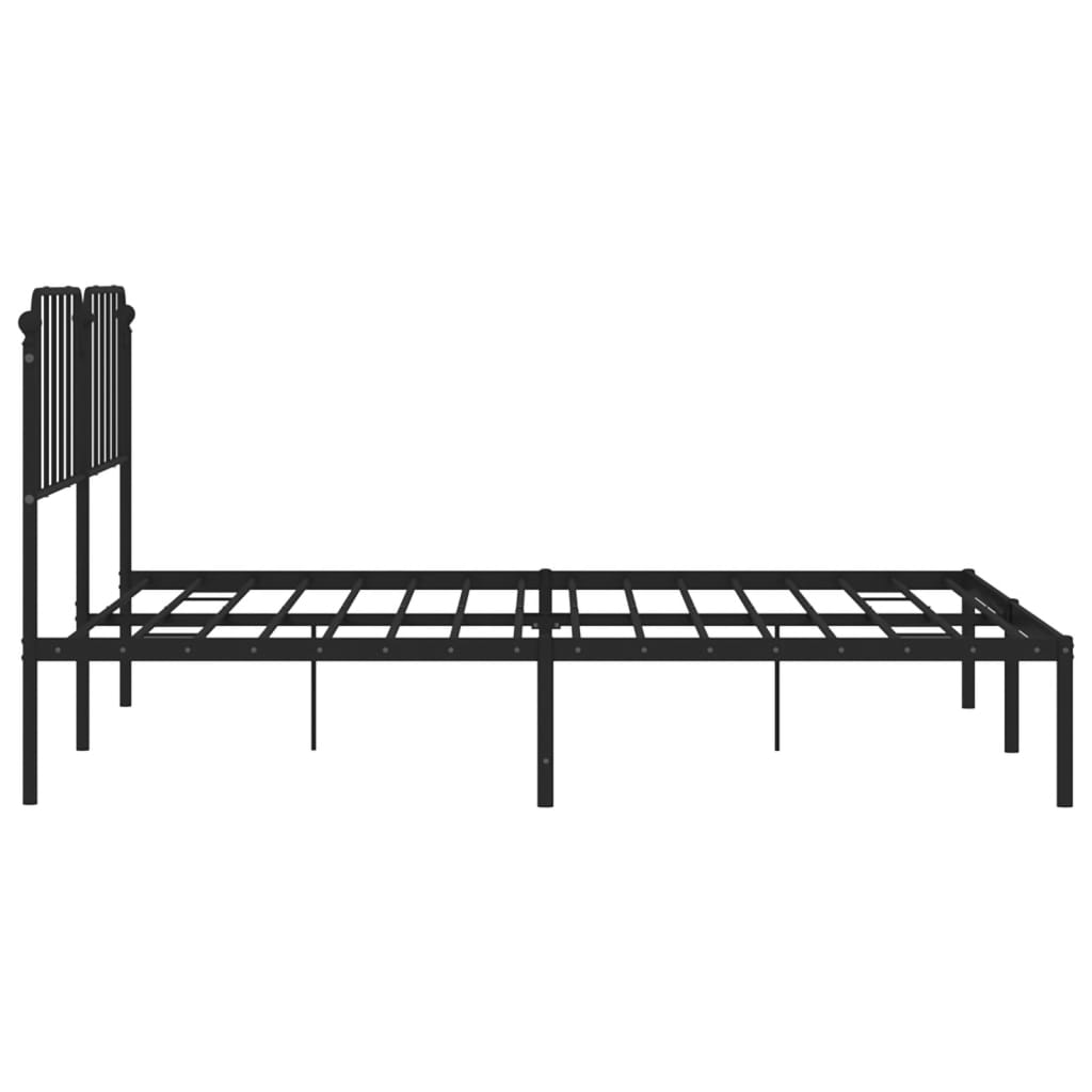Bed frame with headboard metal black 183x213 cm