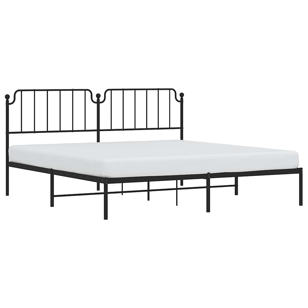 Bed frame with headboard metal black 193x203 cm