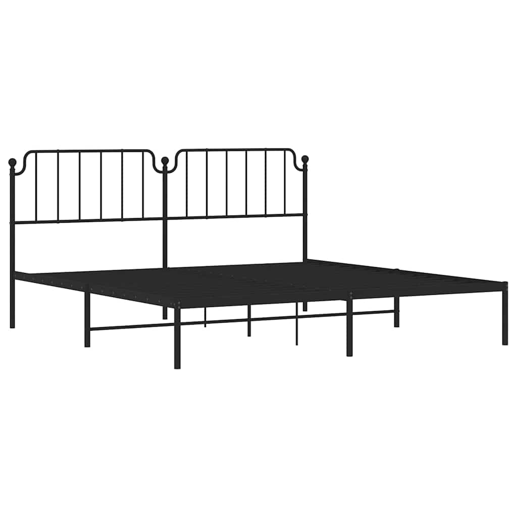 Bed frame with headboard metal black 193x203 cm