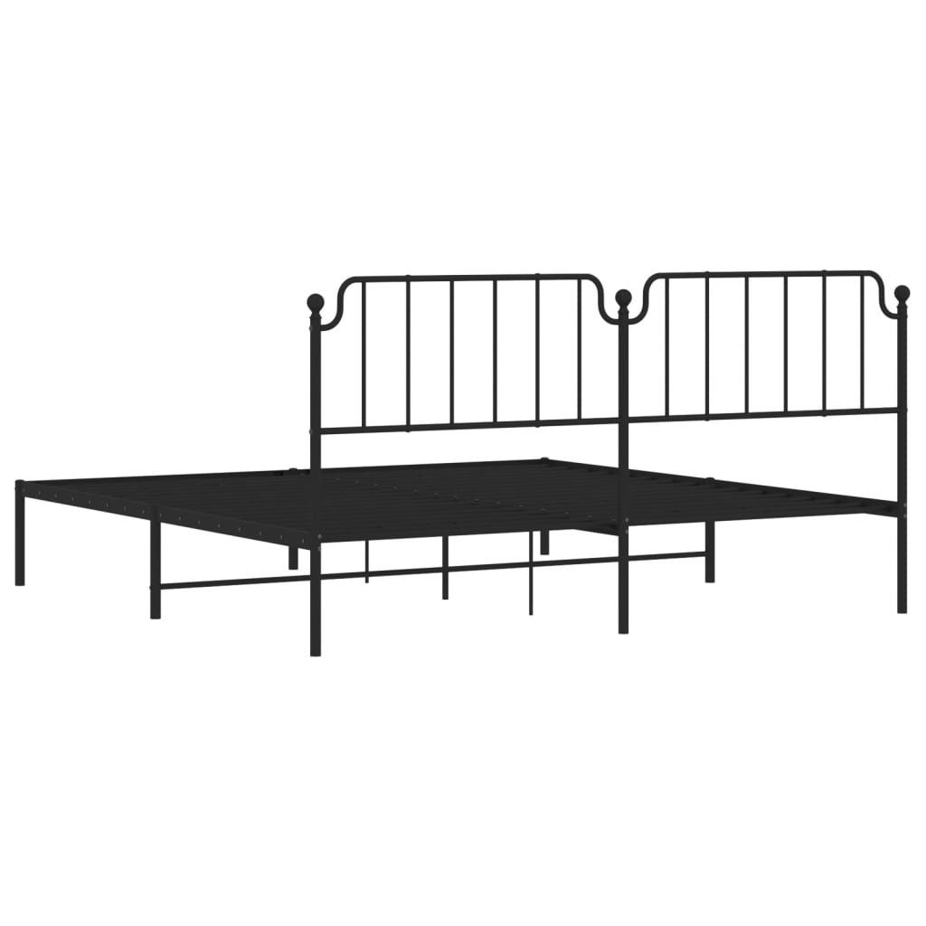 Bed frame with headboard metal black 193x203 cm