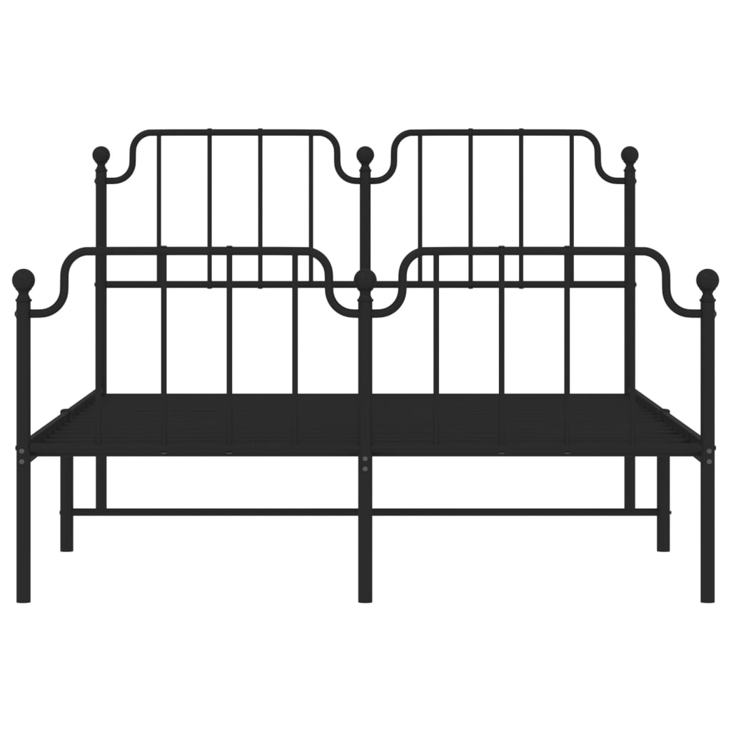 Bed frame with head and footboard metal black 140x190 cm