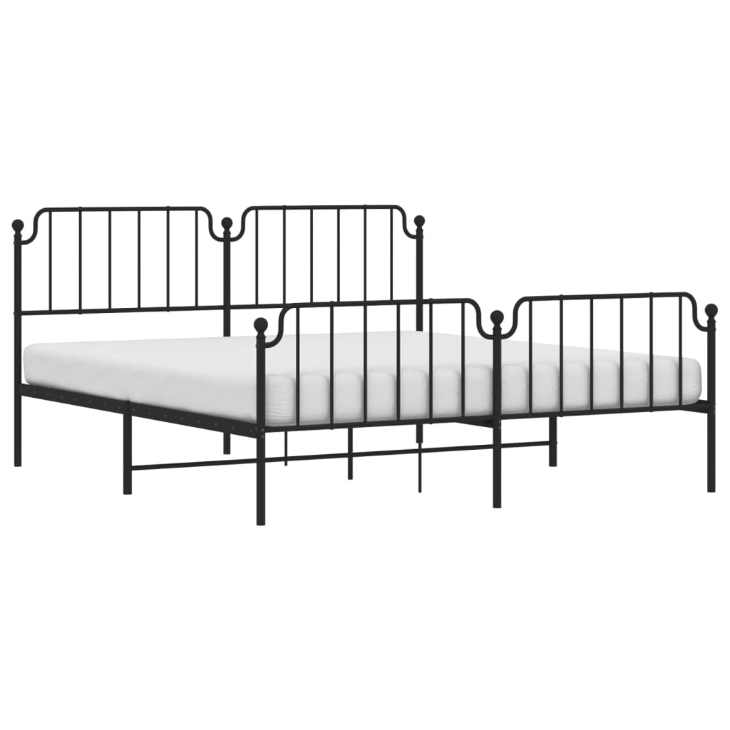 Bed frame with head and footboard metal black 183x213 cm