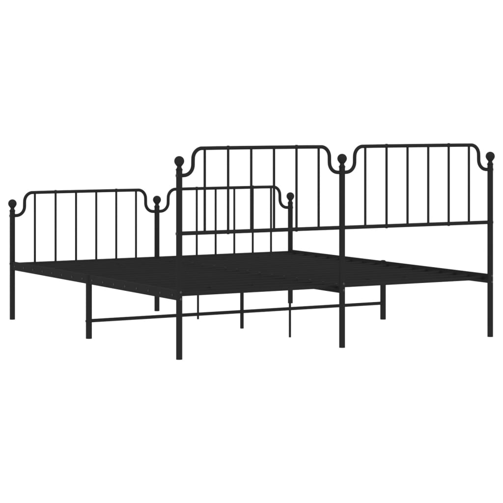 Bed frame with head and footboard metal black 183x213 cm