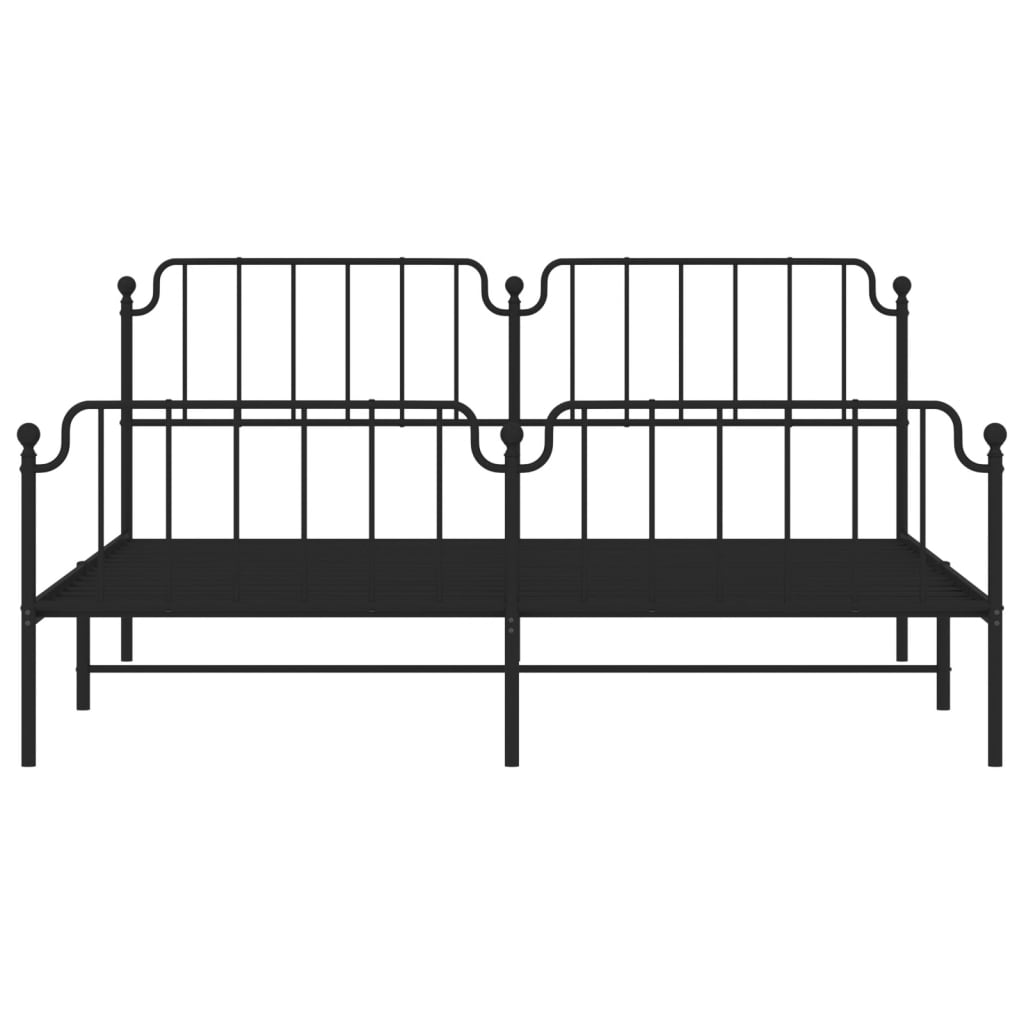 Bed frame with head and footboard metal black 193x203 cm