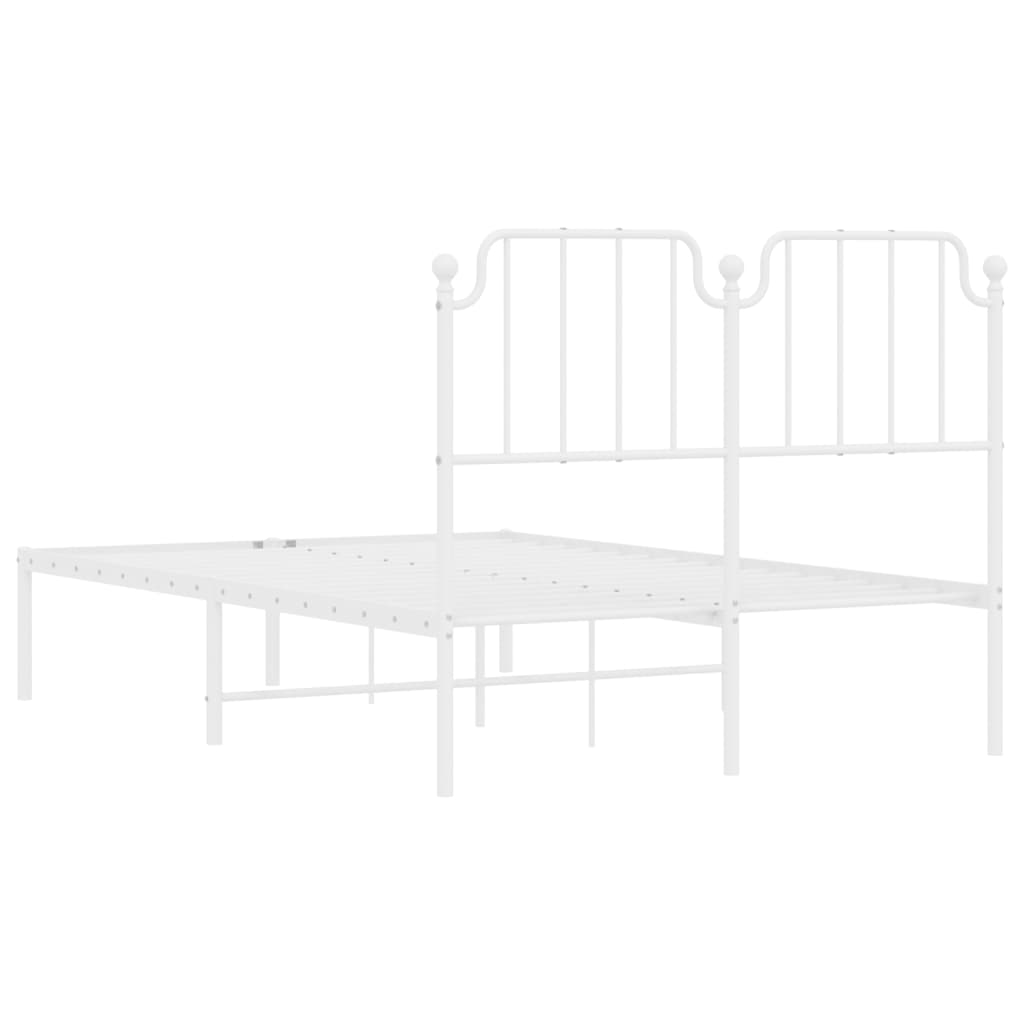 Bed frame with headboard metal white 120x190 cm