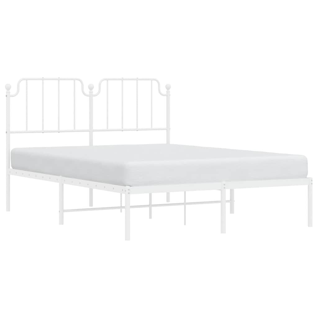 Bed frame with headboard metal white 135x190 cm