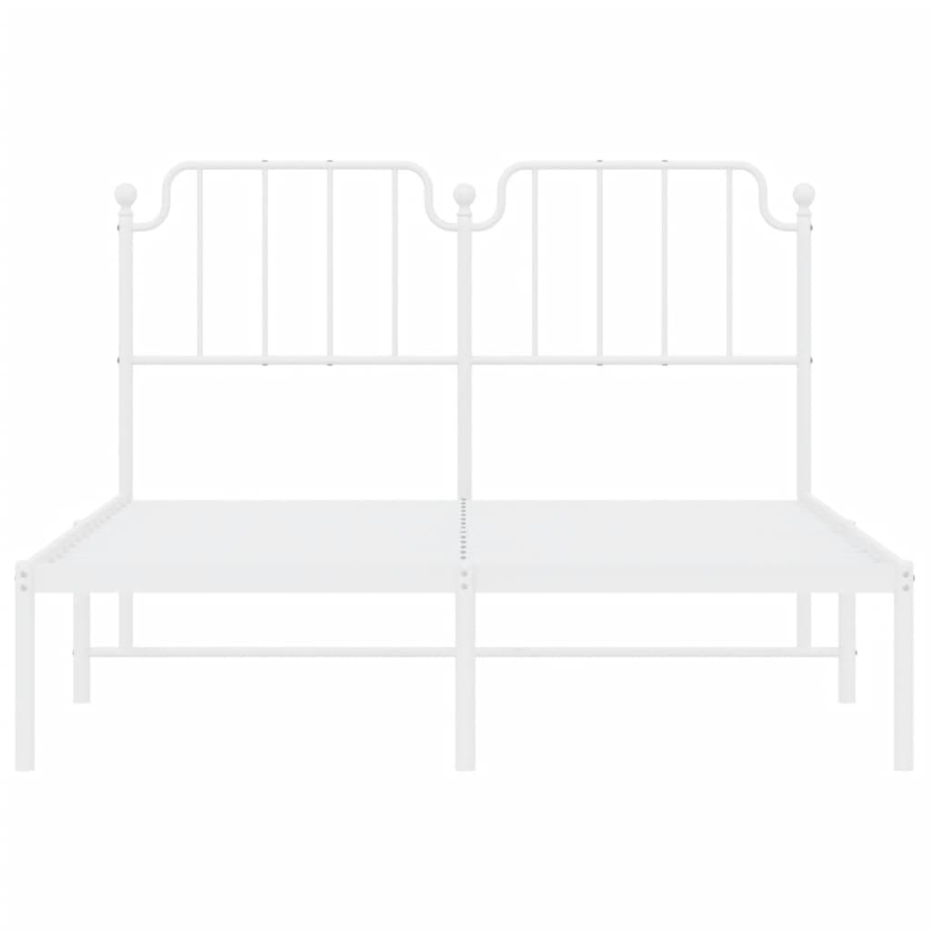 Bed frame with headboard metal white 135x190 cm