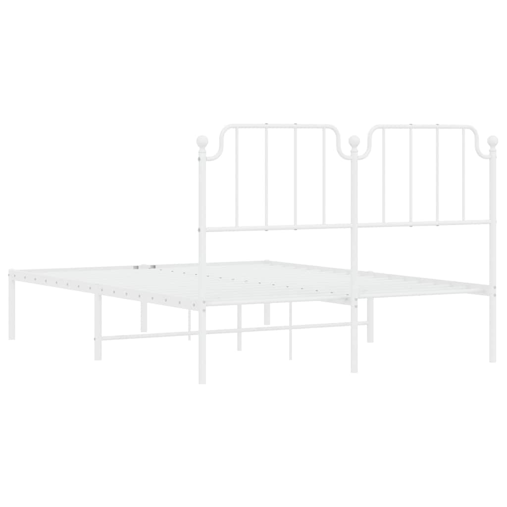 Bed frame with headboard metal white 135x190 cm