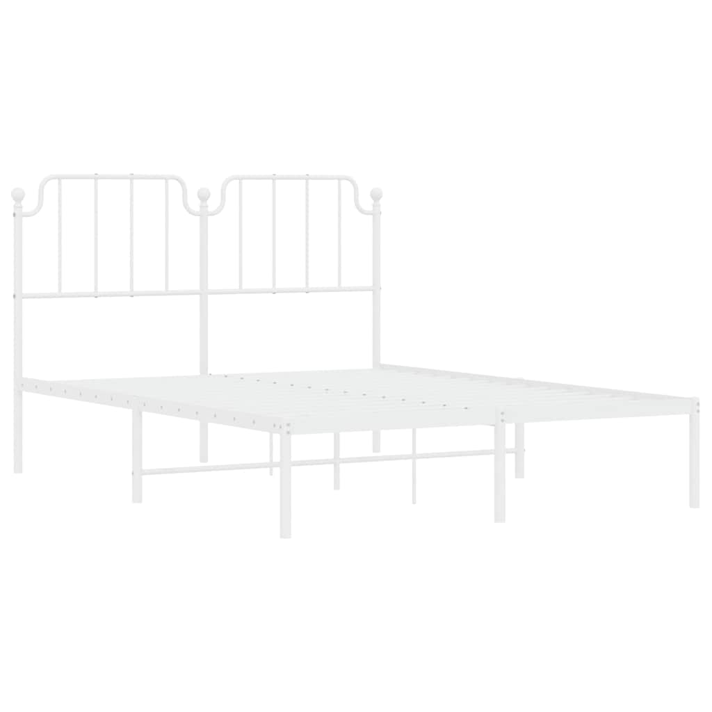 Bed frame with headboard metal white 150x200 cm