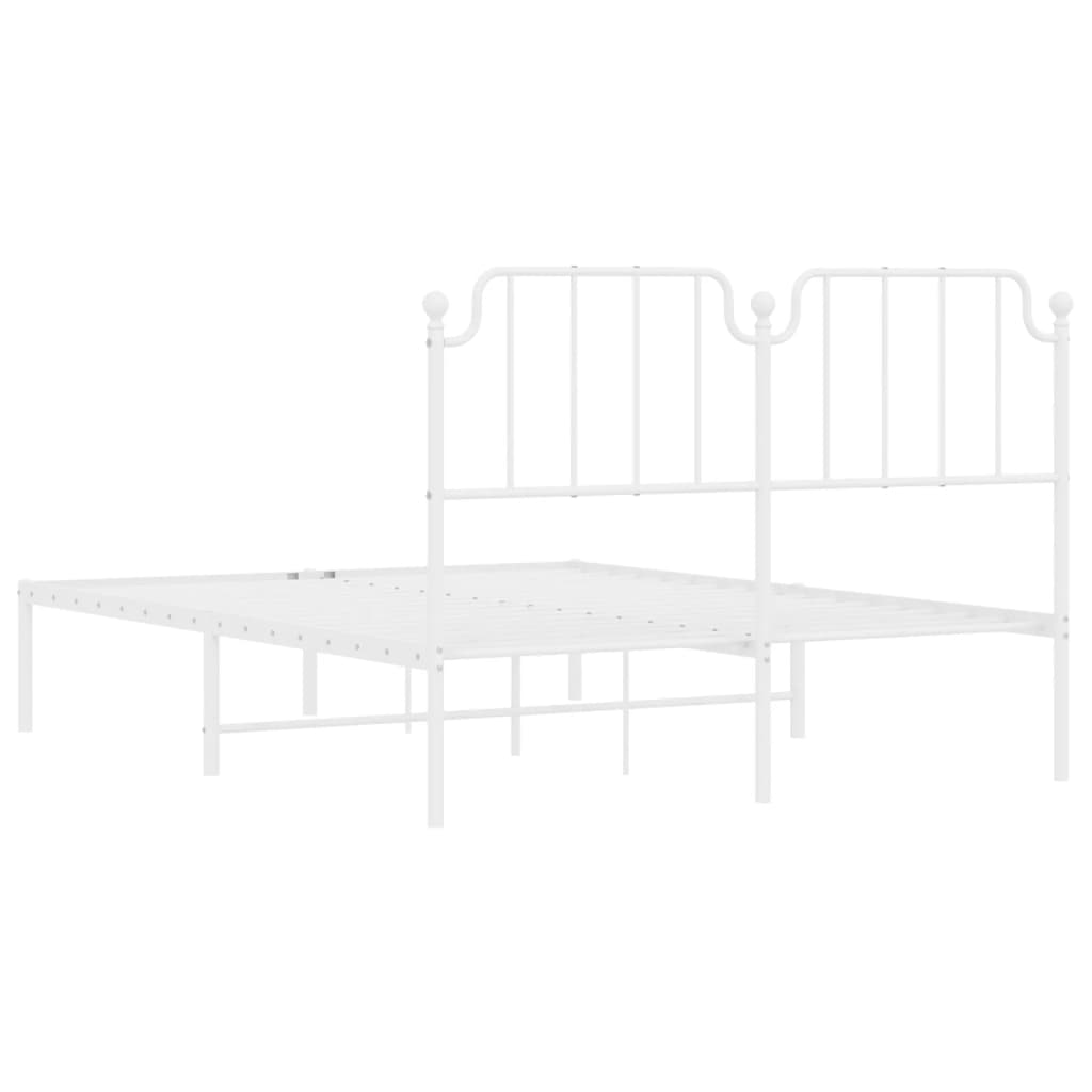 Bed frame with headboard metal white 150x200 cm